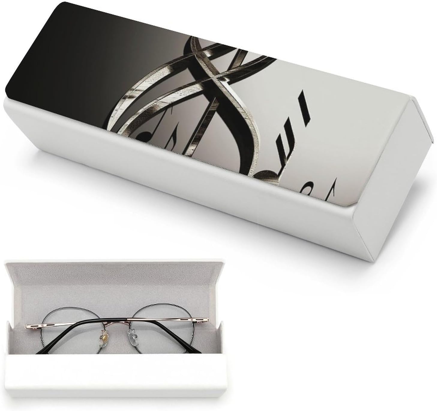 Music Symbol Glasses Case Magnetic Leather Hard Shell Eyeglass Case Portable Sunglass Case for Women Men Protective Spectacle Case Glasses Protective Boxes image 5