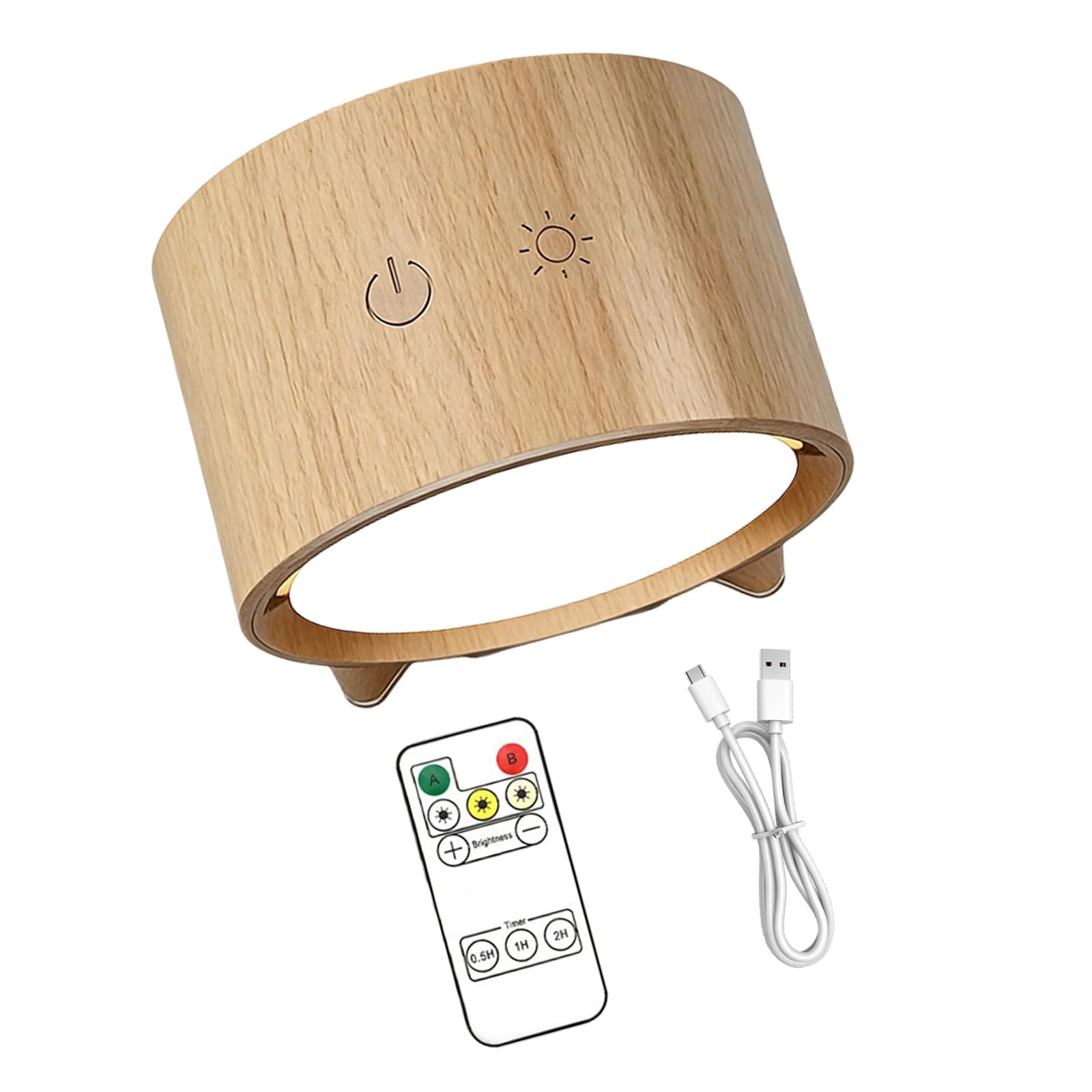 Lámpara de pared inalámbrica sin taladro con brillo suave regulable y carga USB 7
