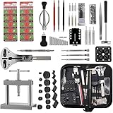 腕時計 電池交換 工具セット | 時計修理キット（SR621SW電池付属）| ベルト調整/交換・裏蓋開閉対応 | 精密ドライバー・ピン抜き工具・収納バッグ付き | 日本語説明書