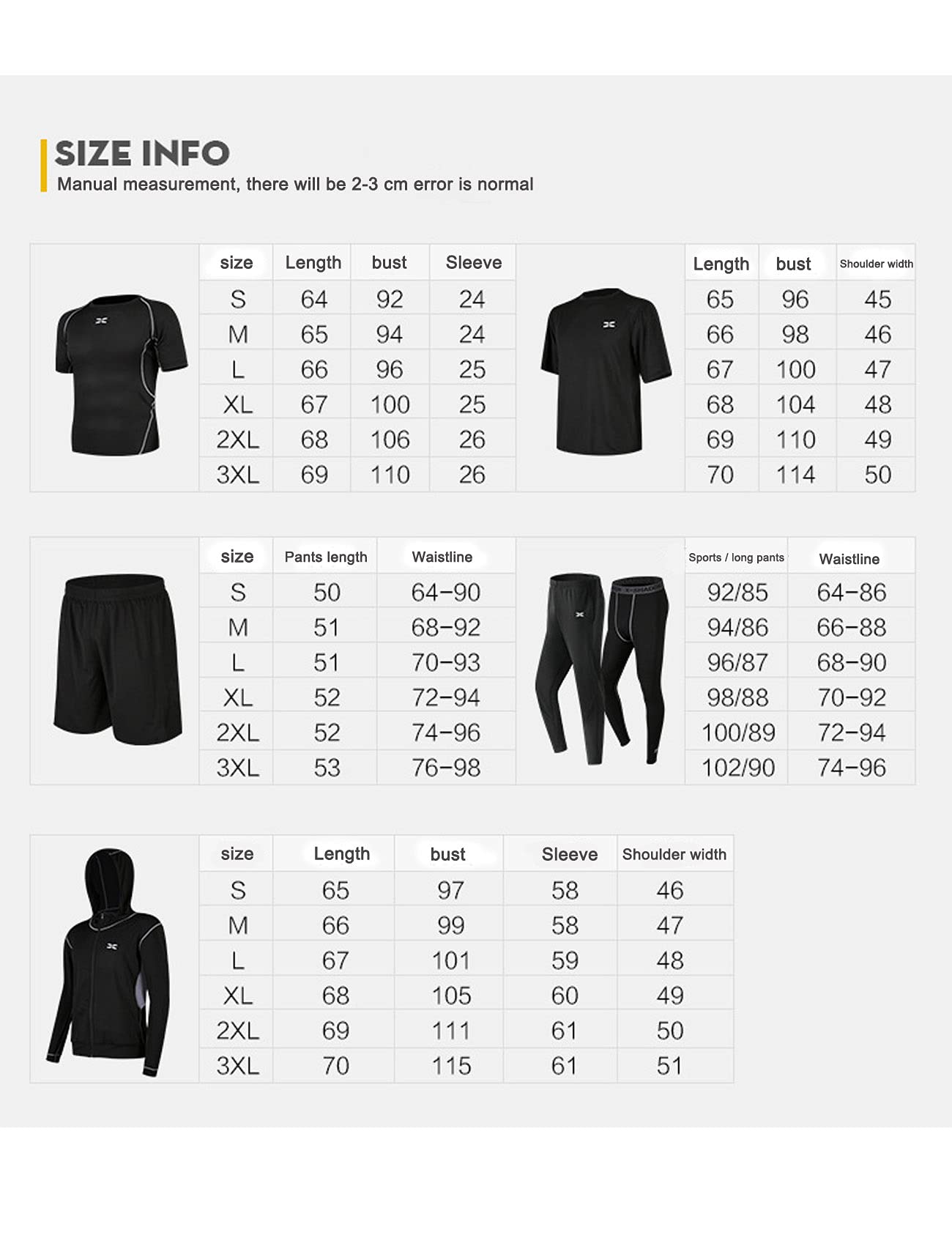 Jueshanzj Ropa de fitness medias de los hombres equipo de gimnasio correr baloncesto entrenamiento de secado rápido traje deportivo, Black-6-piece set, XL