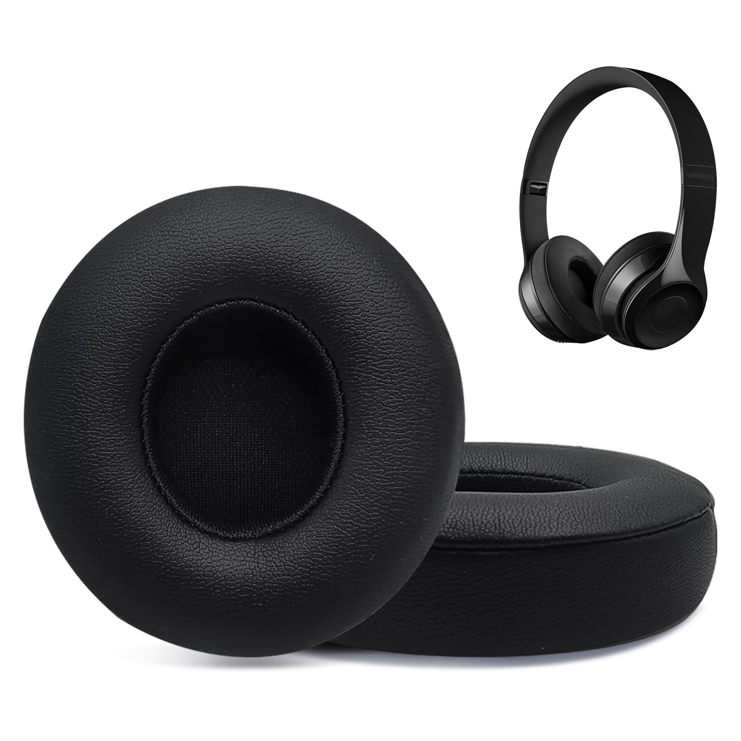 Replacement Ear Pads for Beats Solo 2 & Solo 3 Wireless On-Ear Headphones, Ear Cushions, Headset Earpads, Ear Cups Cover with Soft Protein Leather (