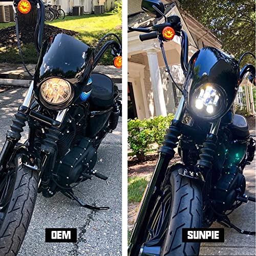 Sunpie 5-3/4 5.75 Inch Led Headlight Motorcycle Compatible With Sportster 883 Xl1200 Compatible With Dyna Low Rider Wide Glide Super Glide Compatible With Softail Springer Deuce Street 500 Street 750 #TOP1
