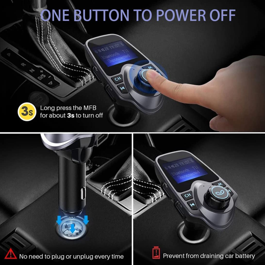 Trasmettitore FM per auto trasmettitore FM wireless per l'adattatore audio radio wireless con auto con chiamata senza mano LCD Display Music Player Car Black