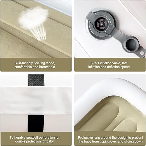 Miniatura 5 de JUANWAN Cama de viaje para niños pequeños, extensor de asiento de avión, cinturón de cama para niños pequeños, cama de viaje para tren, avión y