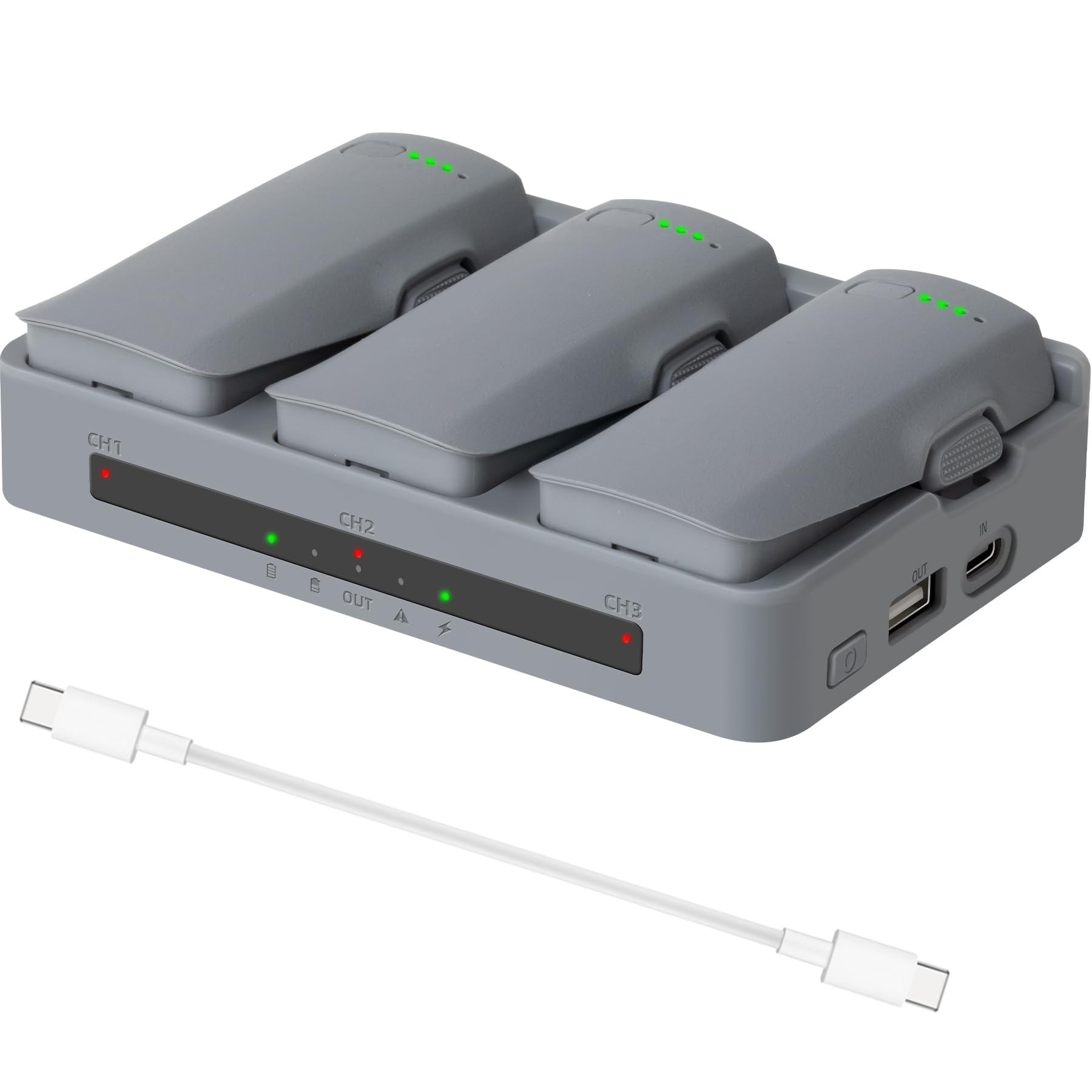 For DJI NEO 2, Triple-Port Charger PD65W Battery Fast Charging Dock, Drone NEO 2 Batteries Intelligent Storage Management Maintenance HUB