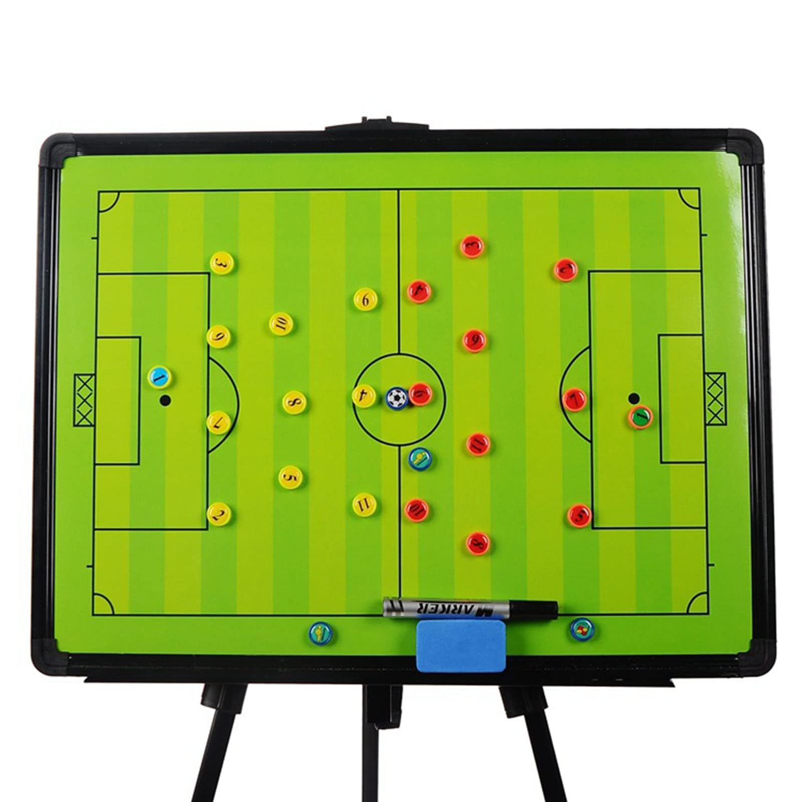 Grande lavagna magnetica per allenamento tattico di calcio, treppiede portatile con pezzi di marcatura e gomma, include borsa per il trasporto per la guida sul campo