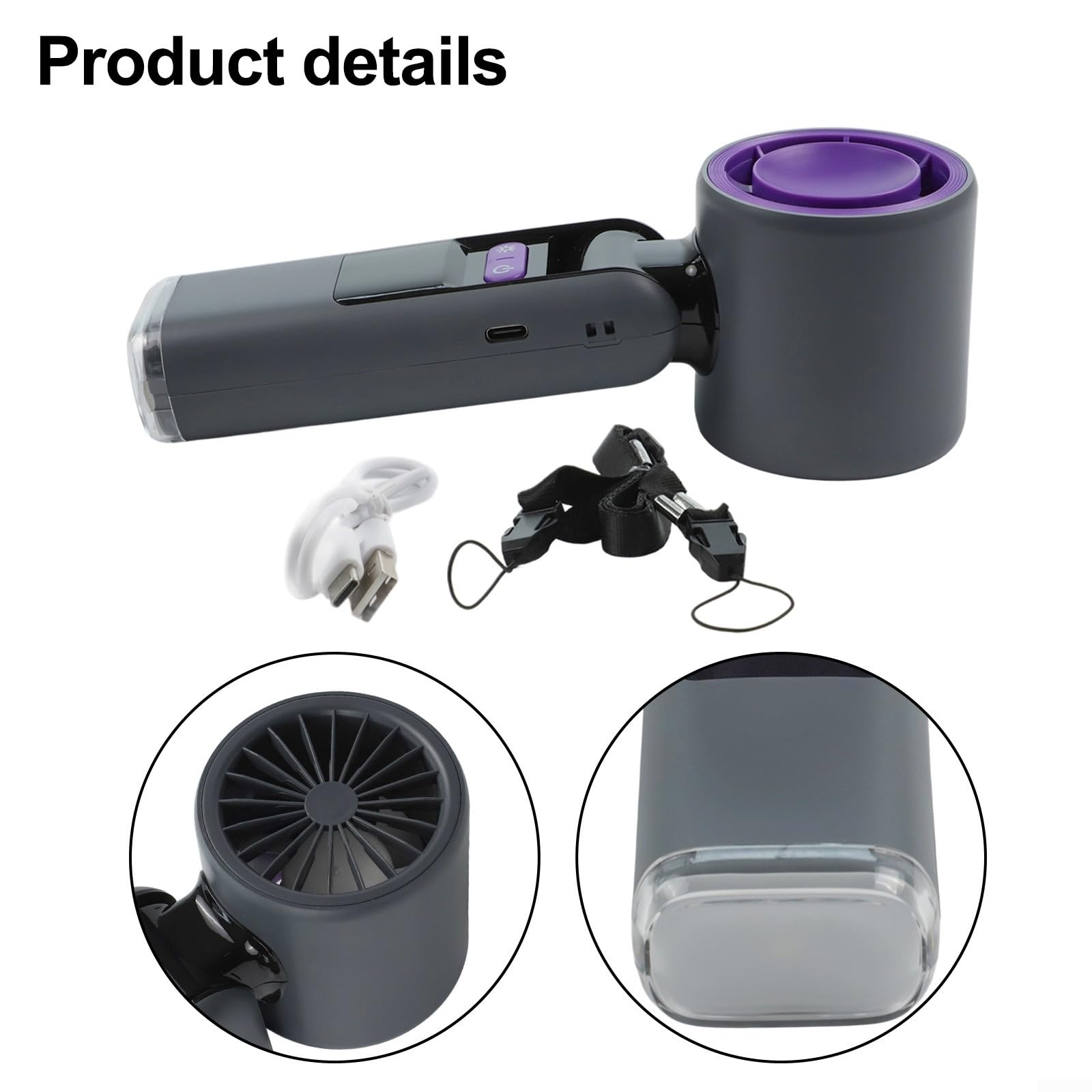 Ventola di raffreddamento portatile Turbo Fan ricaricabile USB Mini ventilatore portatile con display digitale a 100 velocità per picnic all'aperto pronto da viaggio (nero)