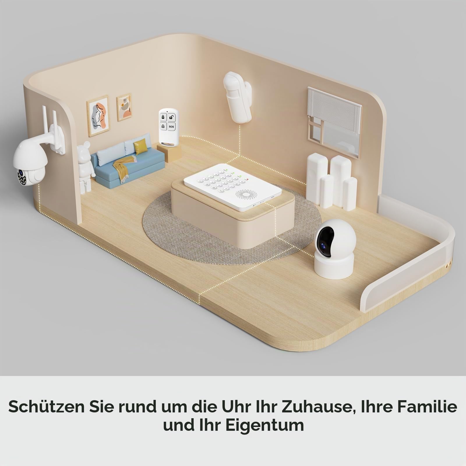 XNY A02 4G Funk Alarmanlage Haus Set, Kabellos, WLAN Alarmanlage Wohnung mit APP, 24 Stück: Bewegungsmelder, Tür Fenster Sensoren, Fernbedienungen, Sirene, Kompatibel mit Alexa und Google Assistant