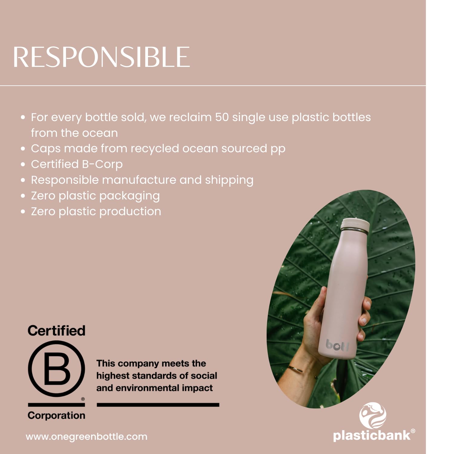 onegreenbottle Evolution - Borraccia isotermica a tripla parete in acciaio inox, a tenuta stagna, per bevande calde e fredde da 500 ml, verde impero