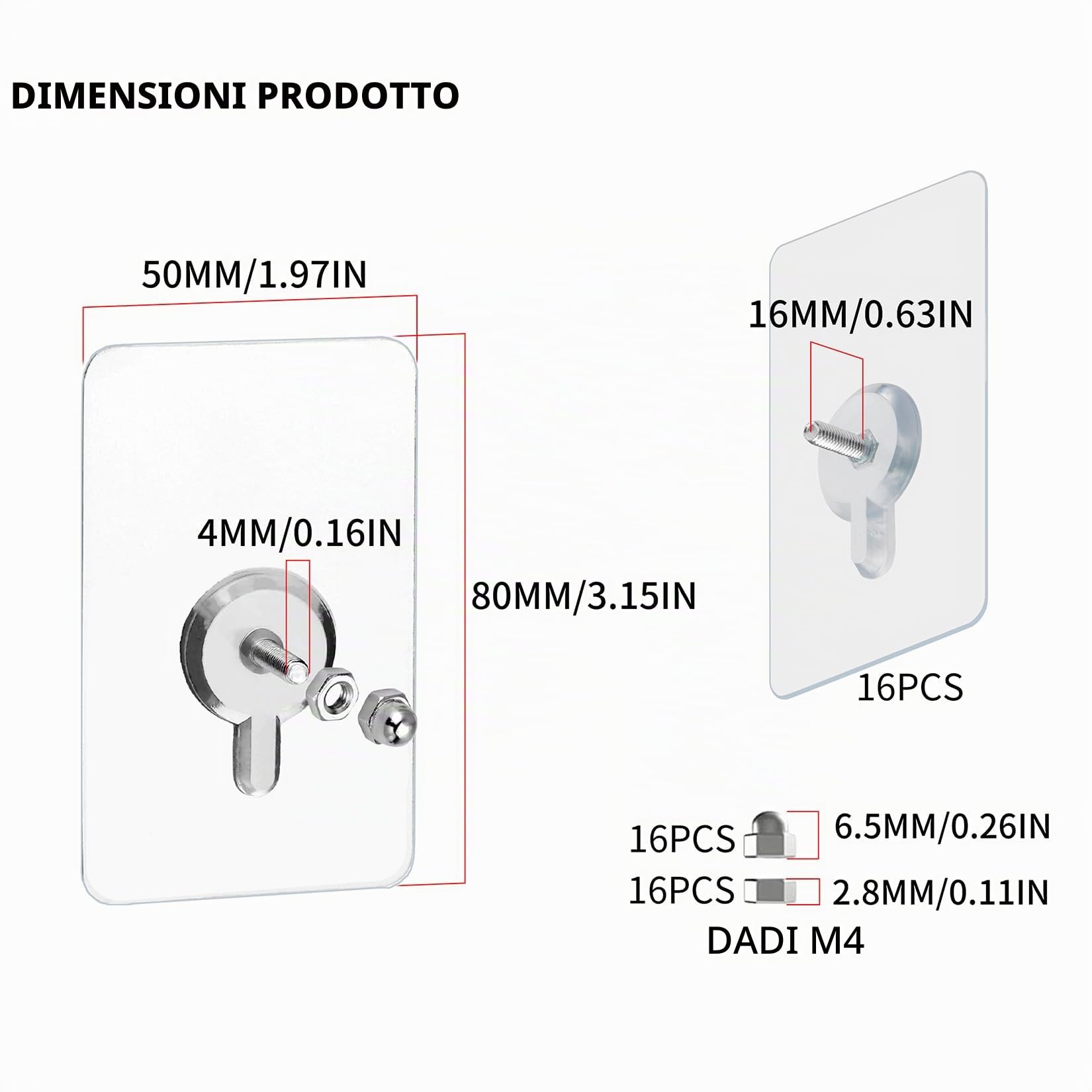 16 Pezzi Ganci Adesivi per Quadri, Chiodi Adesivi per Quadri Muro, Appendi Quadri Adesivi Senza Chiodi Trasparenti, Chiodi Autoadesivi per Appendere Foto, Dipinti, Specchi e Altri (16MM)