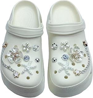Bling Jewelry 靴チャーム レディース ガールズ クリスタルラインストーン パール 靴アクセサリー クロッグサンダル デコレーション, 合金鋼, ラインストーン 合成パール