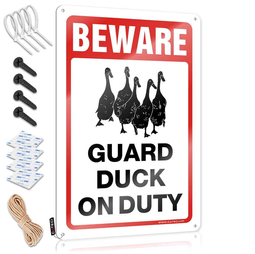 Fzfn Colour Sports Nice Tin Metal Decor | Beware! Guard Ducks On Duty Gorgeous For Gate Living Room(30X40cm)
