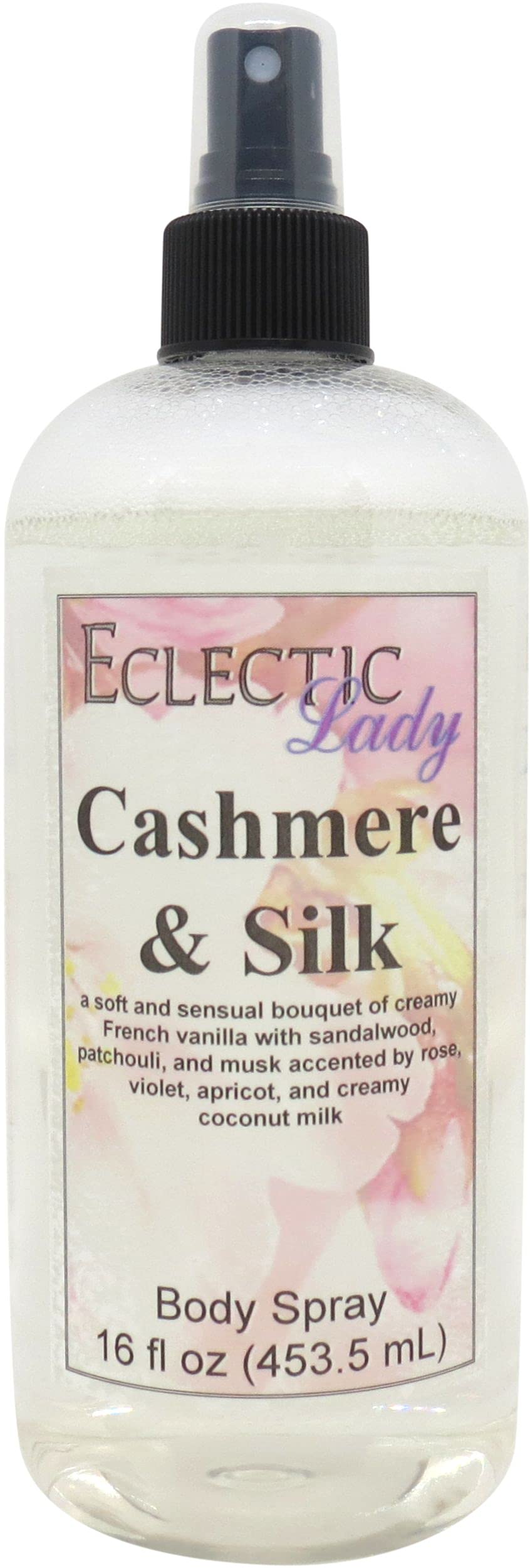 Eclectic Lady Cashmere and Silk Body Spray, Double Strength, 16 ounces, Body Mist for Women with Clean, Light & Gentle Fragrance, Cologne with Soft, Subtle Aroma For Daily Use