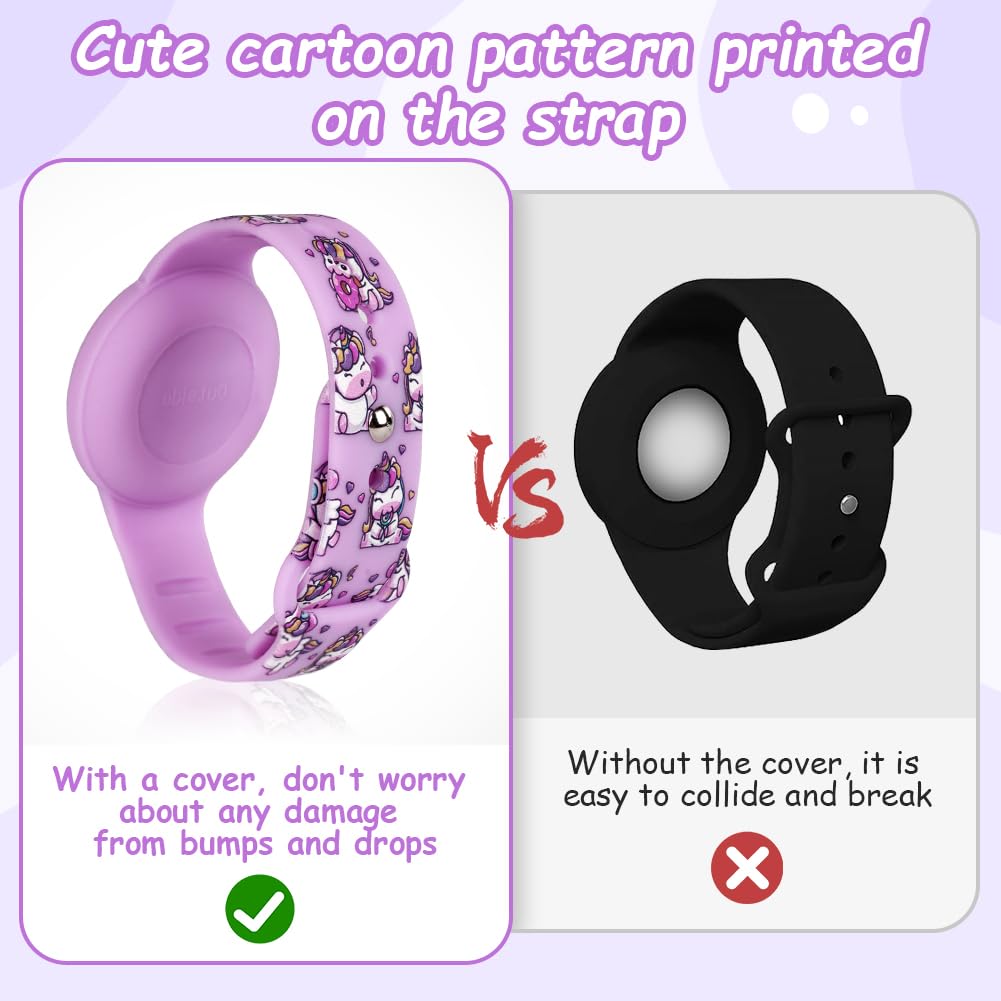 AXFEE Bracciale in Morbido Silicone per Bambini, 1 Pezzi Compatibile con Apple Airtag, Protettiva GPS Anti-Perso, Localizzatore di Monitoraggio Regolabile, Cinturino per Adolescenti Anziani, Viola - 4