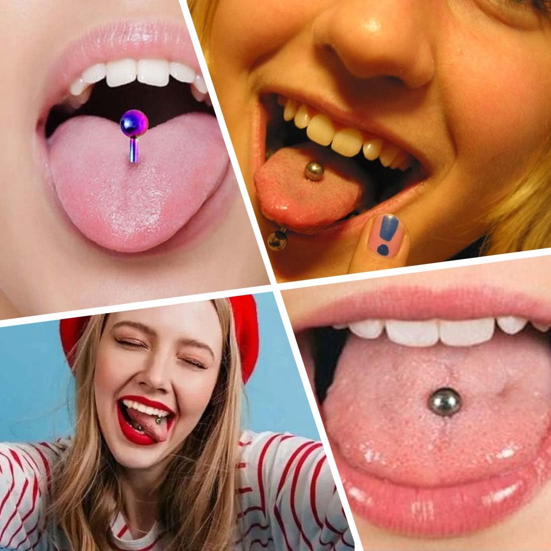 GXGM 6 Piezas Piercing Lingua Acero Quirúrgico 14mm Barbell Piercing Pezón Mujer Hombre