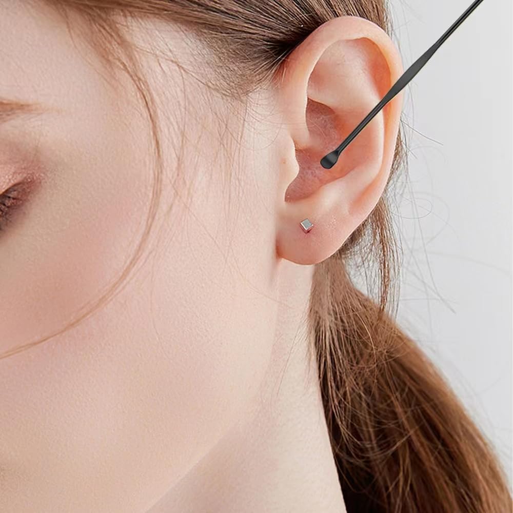 Nettoyeur D'oreille, 6 Pcs Kit Ear Wax Cleaner, Nettoyage D'oreille en Acier Inoxydable, Cuillère à Oreille en Acier Inoxydable, Nettoyeur D'oreilles Portable