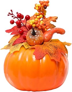 Venbin - Decorazione artificiale a forma di zucca, con foglie di acero e zucca, decorazione per Halloween, decorazione per Halloween, decorazione per centrotavola