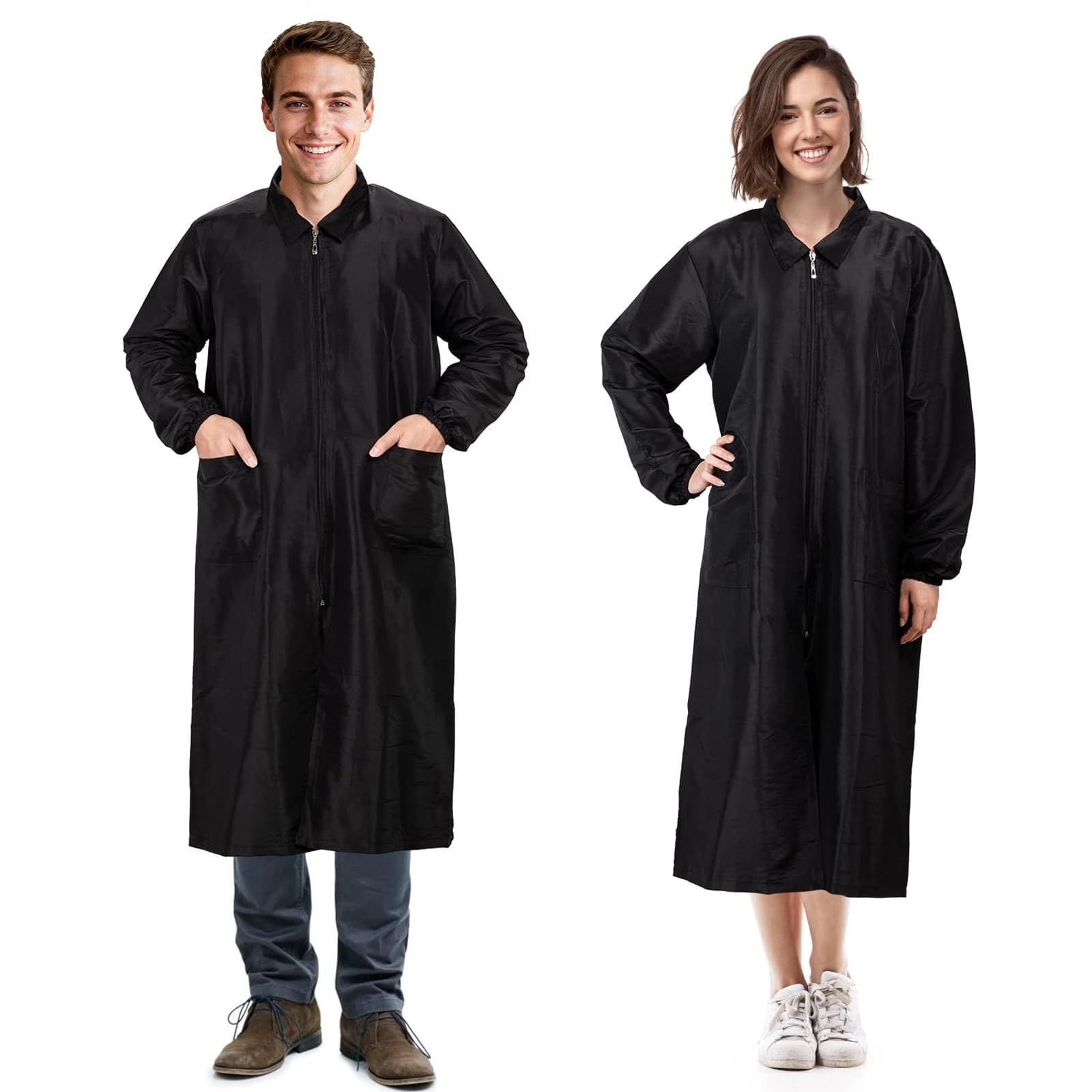 Noverlife Long Length Pet Grooming Workwear with Pockets, Lightweight Anti Static Hairdresser Smock Barber Jacket