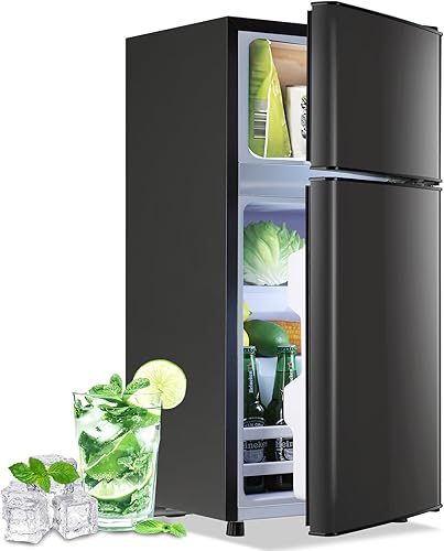 Miniatura 1 de Refrigerador pequeño de 2.4 pies cúbicos con congelador para dormitorio, mini refrigerador con estantes de plástico extraíbles, mini refrigerador