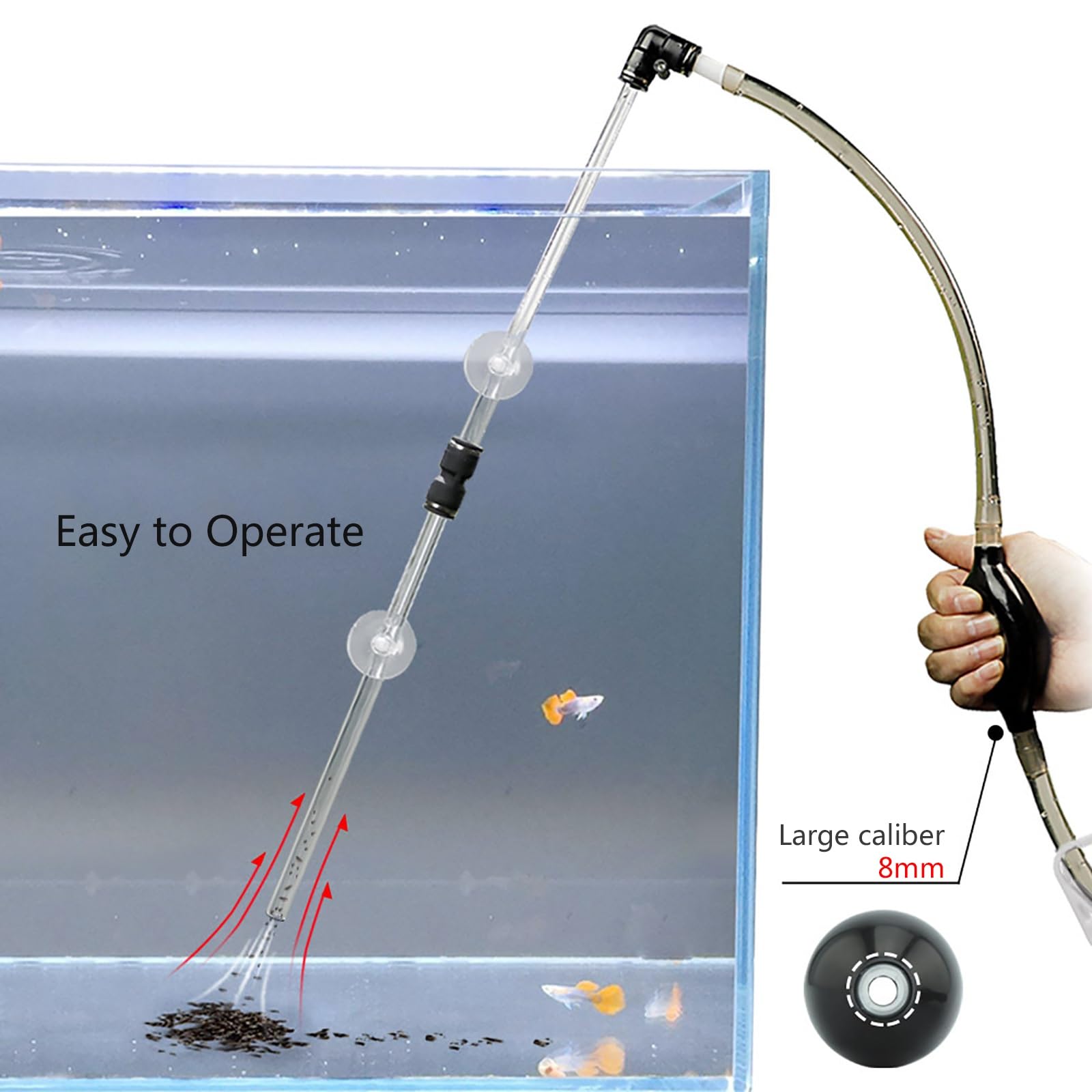 Bomba Aspiradora De Grava para Acuarios, Herramientas De Limpieza para Acuarios, Manguera Sifónica Manual, Aspiradora De Grava, para Limpiar Grava y Arena En Peceras