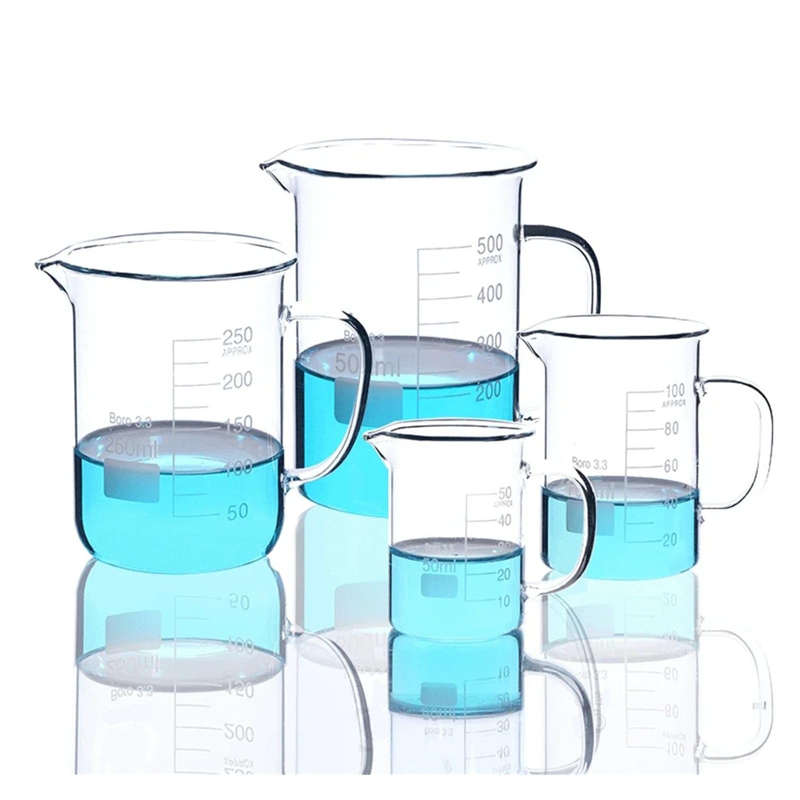 Vaso de precipitados de Vidrio de borosilicato Alto Graduado con asa, 250, 400, 500, 600, 800 y 1000 ml, para experimentos de Laboratorio (100 ml, 2 Unidades) (150 ml, 2 Unidades)