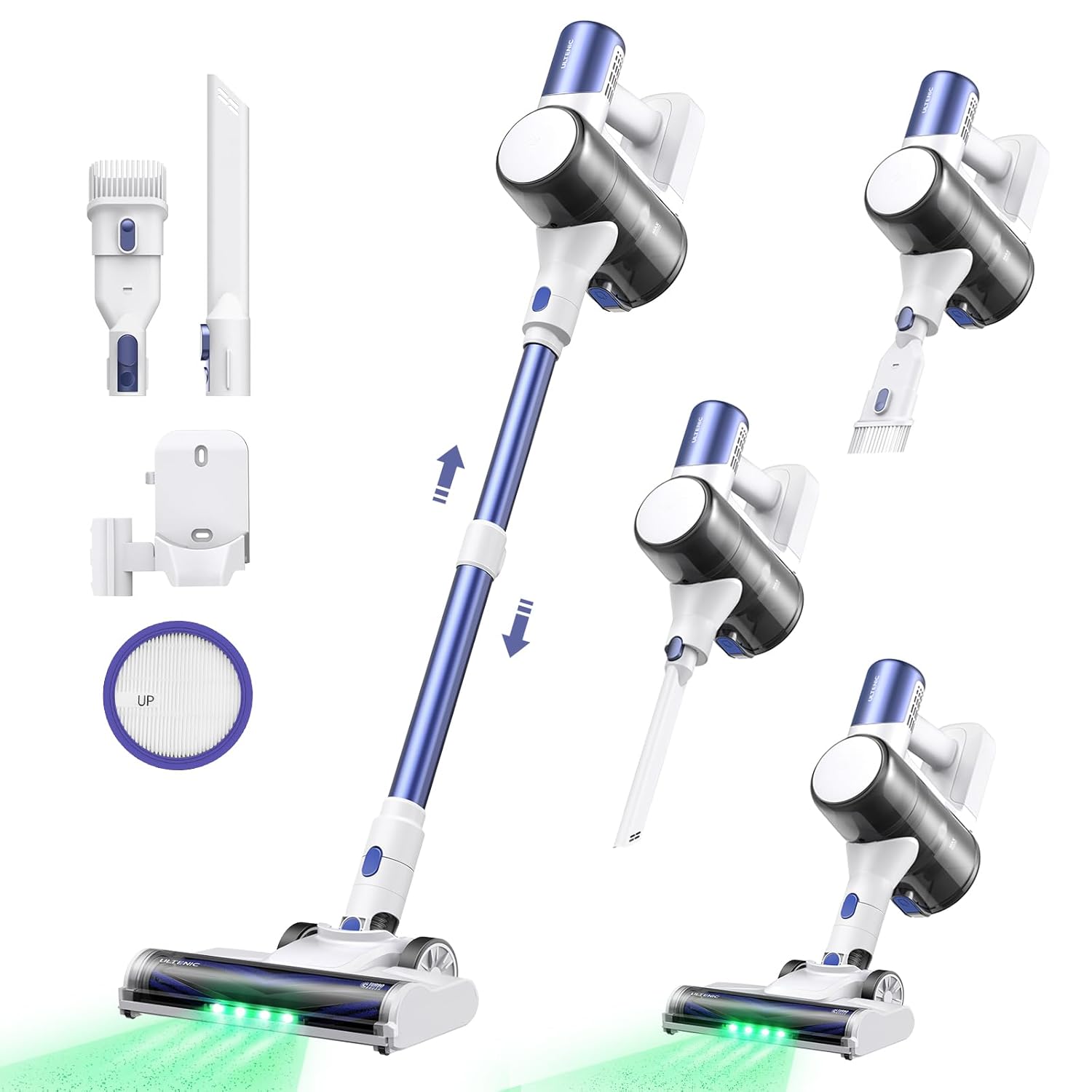 Ultenic Cordless Vacuum Cleaner 45KPa 500W Stick Vacuum Rechargable Max 40mins Runtime Self Standing Design with 1 5L