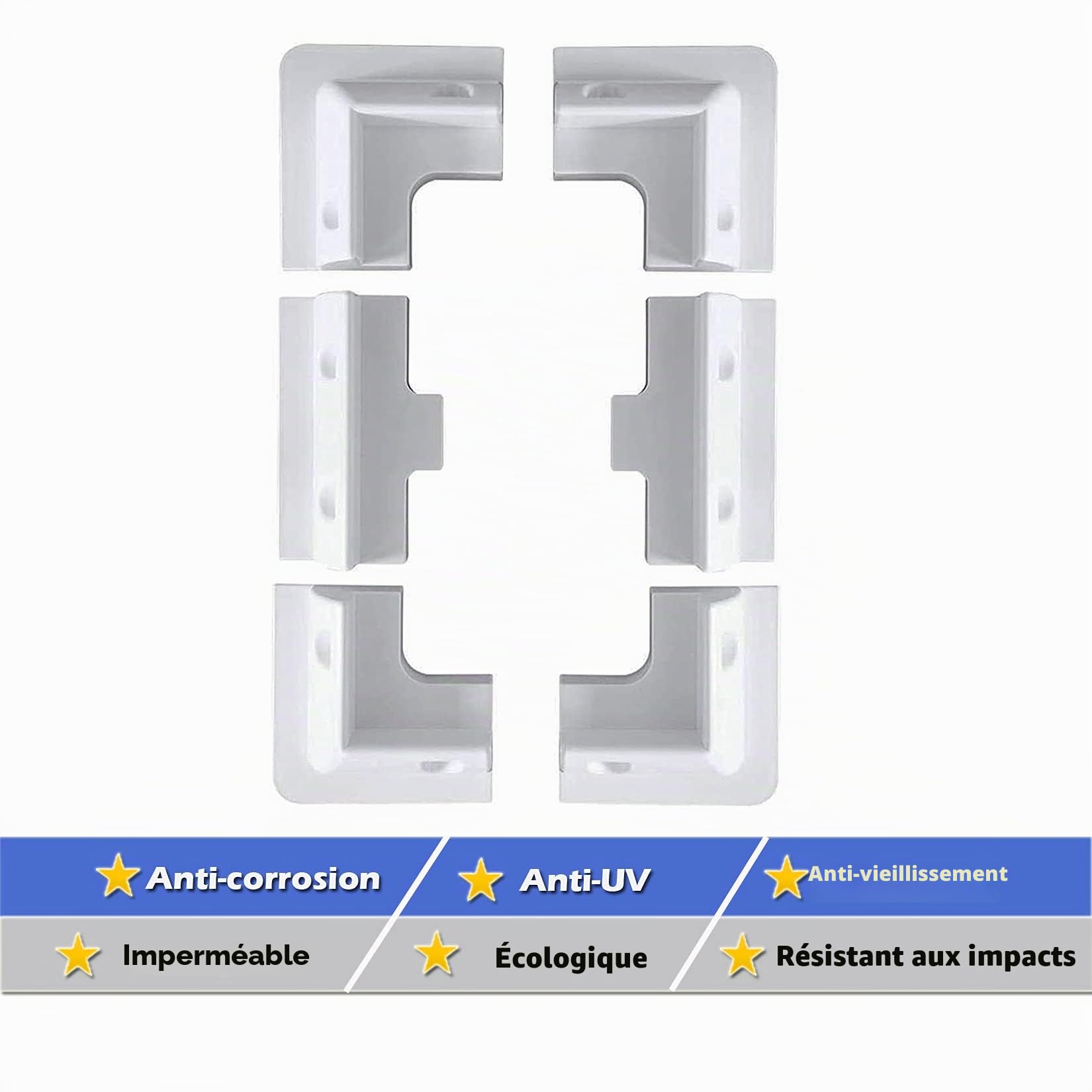 Lot de 6 supports de montage rectangulaires pour panneau solaire - Blanc - Pour cadre en bois - Pour caravanes, camping-cars, bateaux, abris de jardin, caravanes, capots - Résistant aux UV - Blanc