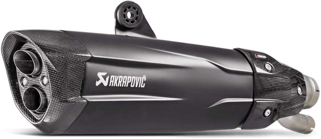Akrapovic Slip-On Exhaust (Homologated/Black Titanium With Carbon Fiber End Cap) Compatible With 17-18 BMW S1000RR
