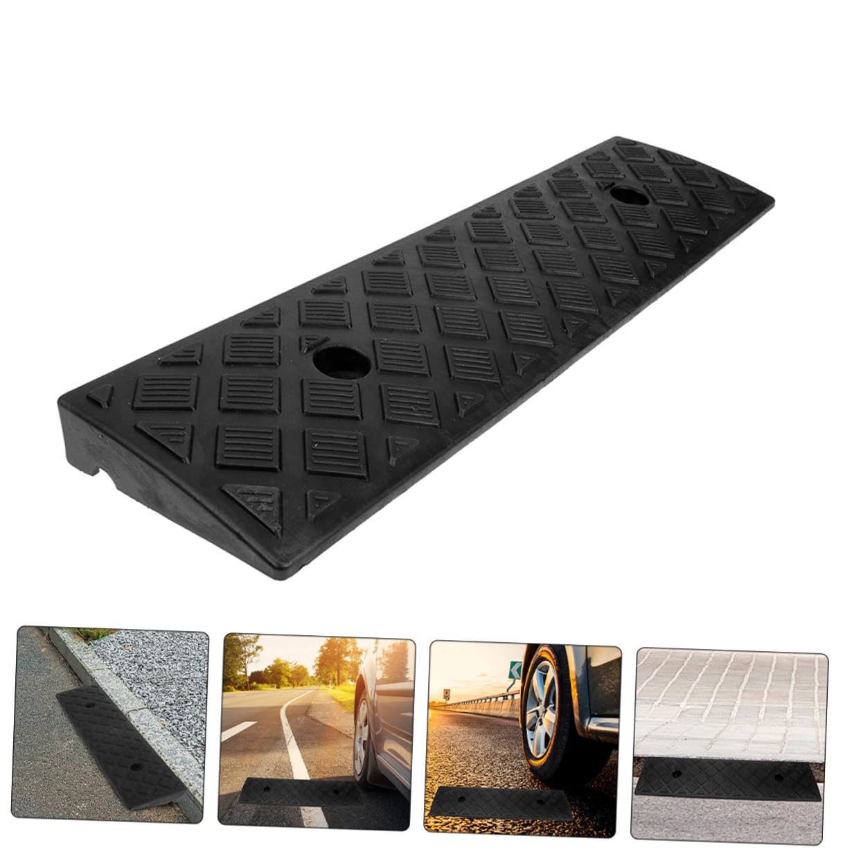 Rampa de Umbral para Coches y Motocicletas, 2 Piezas, Plástico Negro