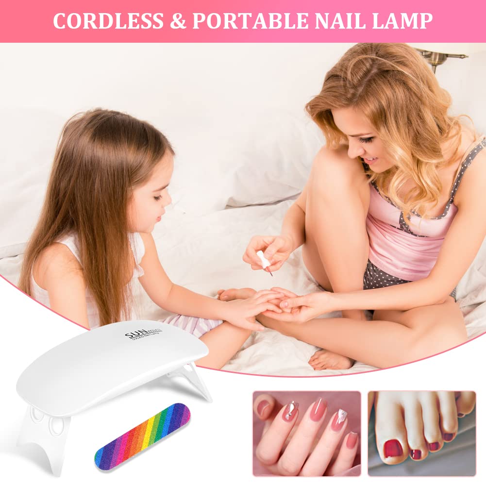 URAQT Mini Żelowa Lampa UV LED 6W - Przenośna Suszarka do Paznokci z Pilnikiem, Lampa Utwardzająca, Profesjonalne Narzędzie do Zdobienia, Akcesoria
