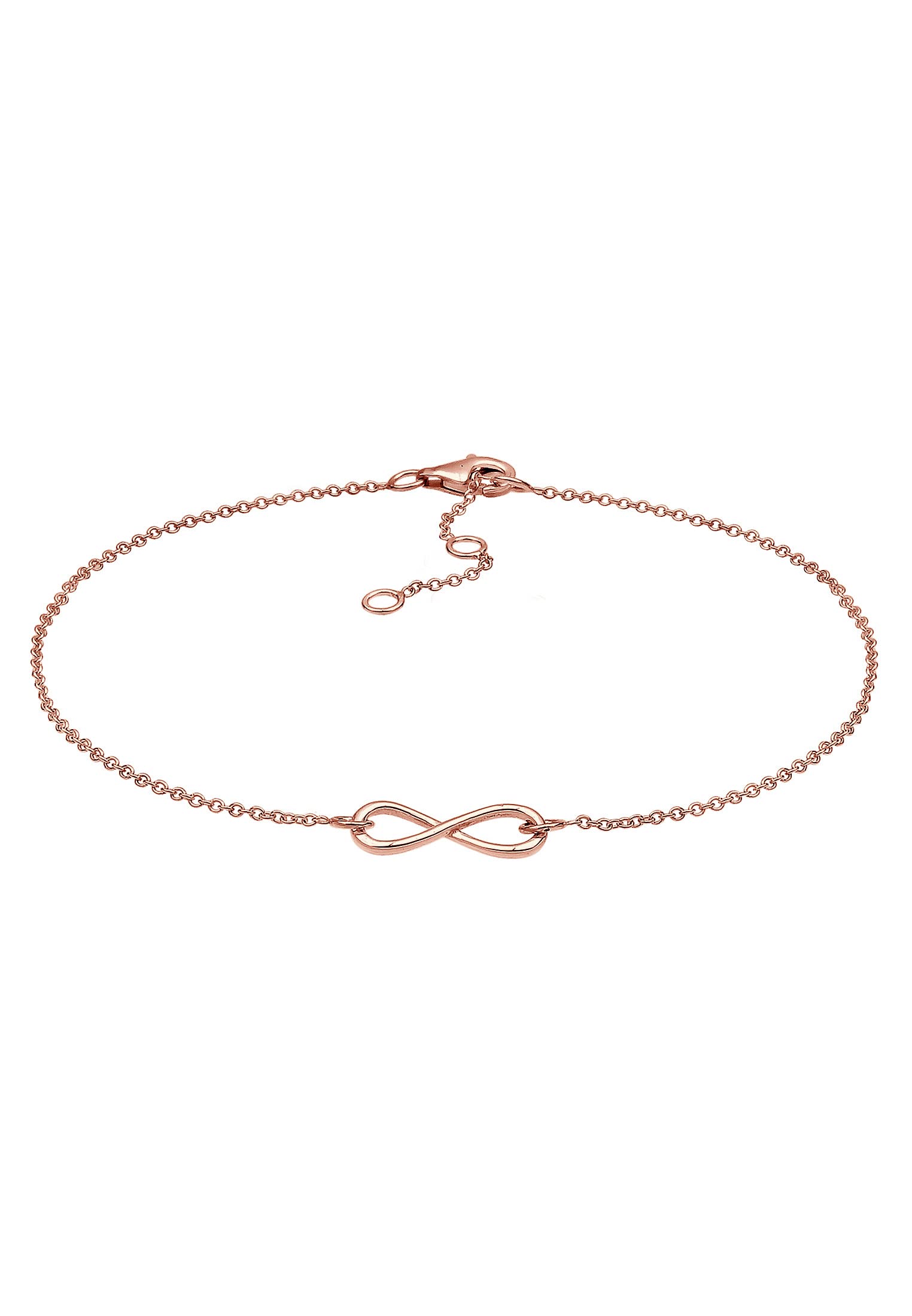 Elli Women's 925 Sterling Silver Rosegold Plated Infinity Love Anklet - 25cm length