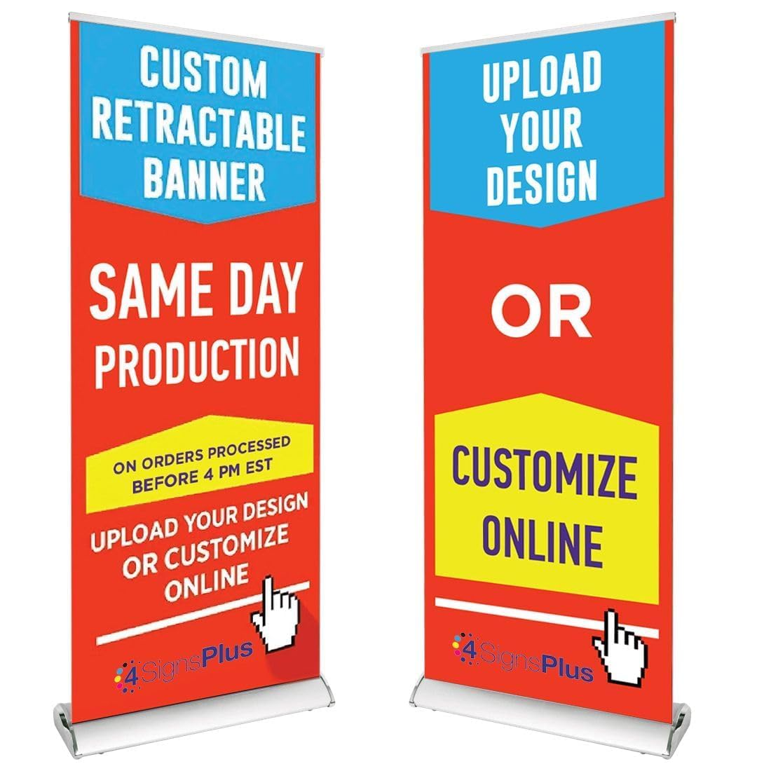 4SignsPlus Deluxe Retractable Banner - Customizable Full Color Design Roll Up Banner with Carry On Case (Customizable, 36" x 81" Deluxe Single Sided)