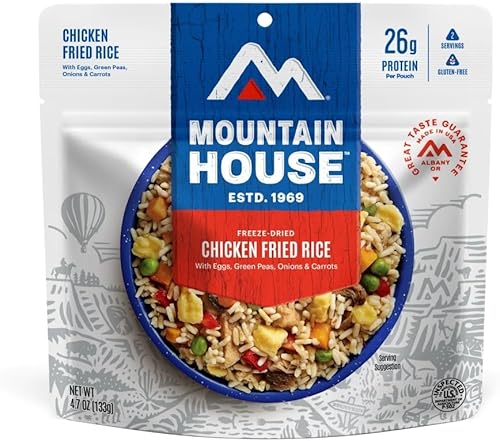 Mountain House arroz frito de pollo, congelado seco para mochileros y camping, 2 porciones, sin gluten