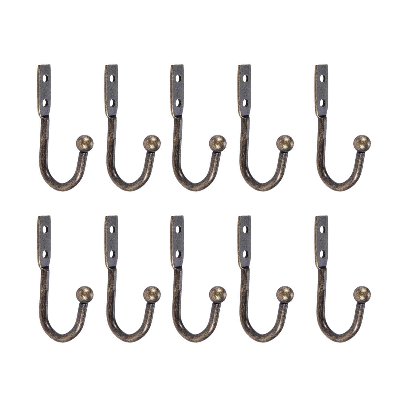Yusuzh Antique Bronze 10Pcs Vintage Bronze Wall Door Bath Single Prong Coat Hook Hanger Simple Pot Hooks Handbag Bag 50 * 23Mm For Mudroom,Closet(Antique Bronze)