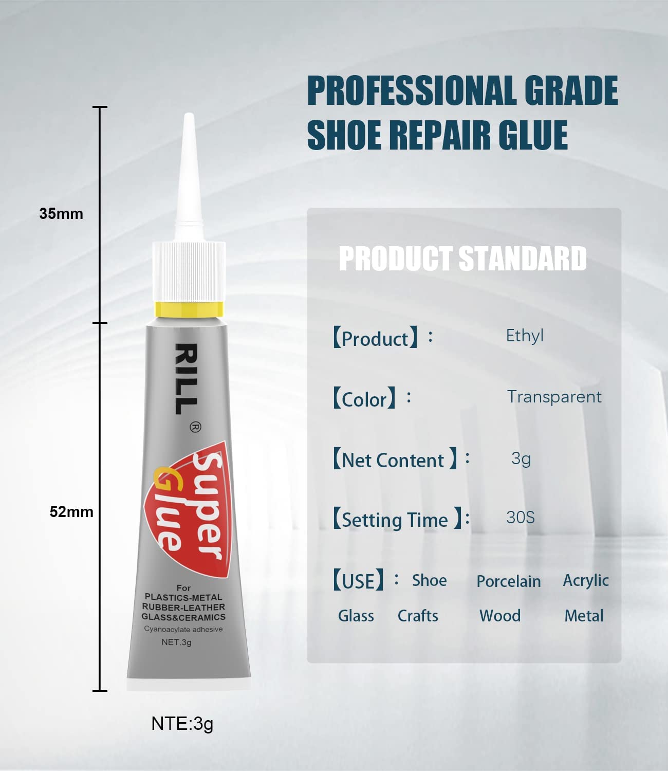 Ultra-Strong Super Glue Gel - Quick-Dry, Clear Adhesive for Plastic, Metal, Ceramic, Wood, Glass & Rubber - Superglue Single Use Mini Tubes (4x3g Pack)