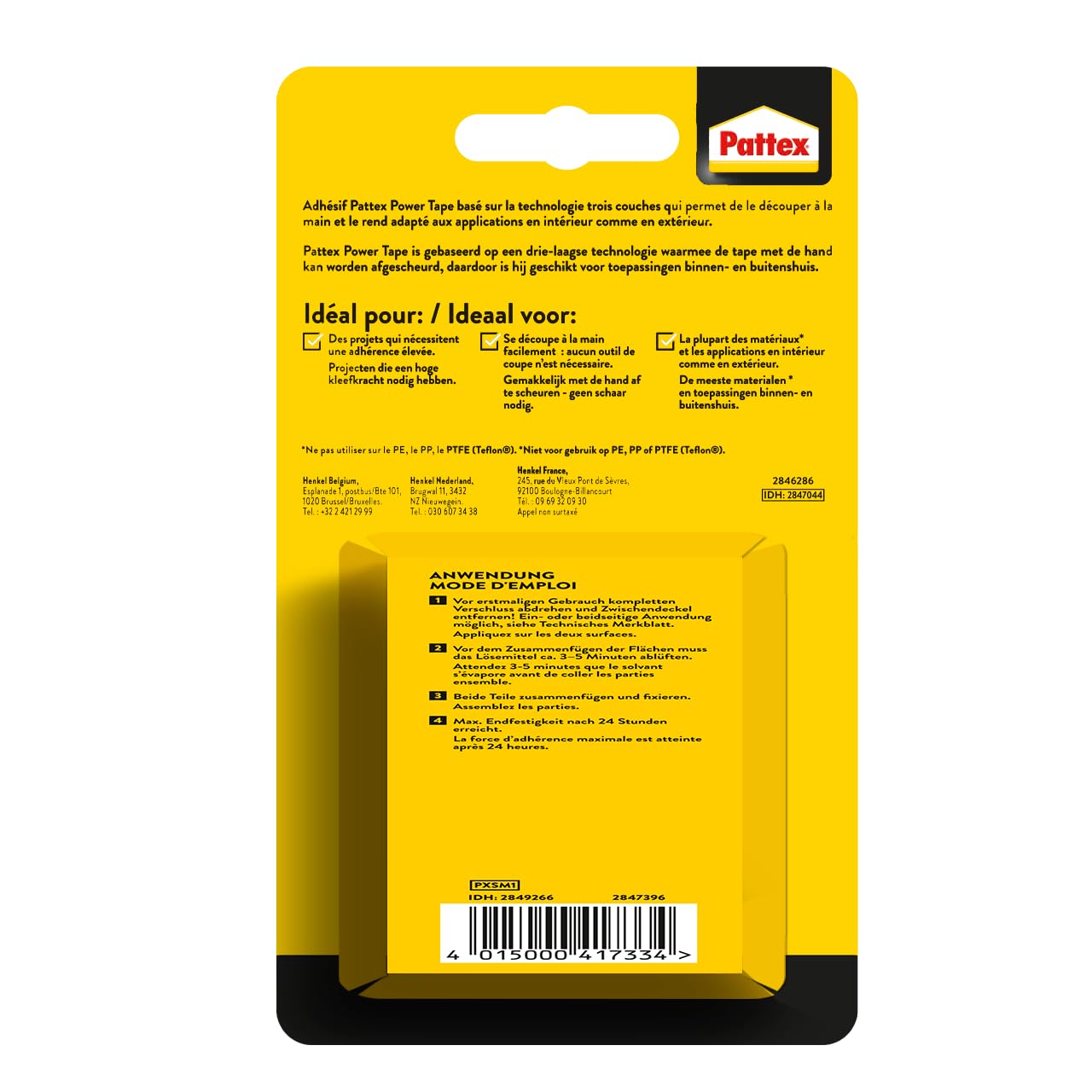 Pattex Power Tape Ruban adhésif gris 5m extra fort charges lourdes Bande adhésive toilée tous supports étanche