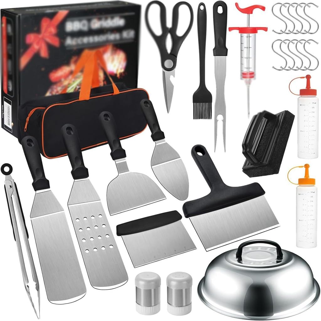 Outils de barbecue en acier avec couvercle de pot et pelle pour plancha et grillades