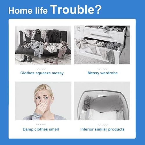 Miniatura 6 de Bolsas de almacenamiento grandes de 90 litros, paquete de 4 organizadores plegables de armario y almacenamiento con asas duraderas, tela gruesa para