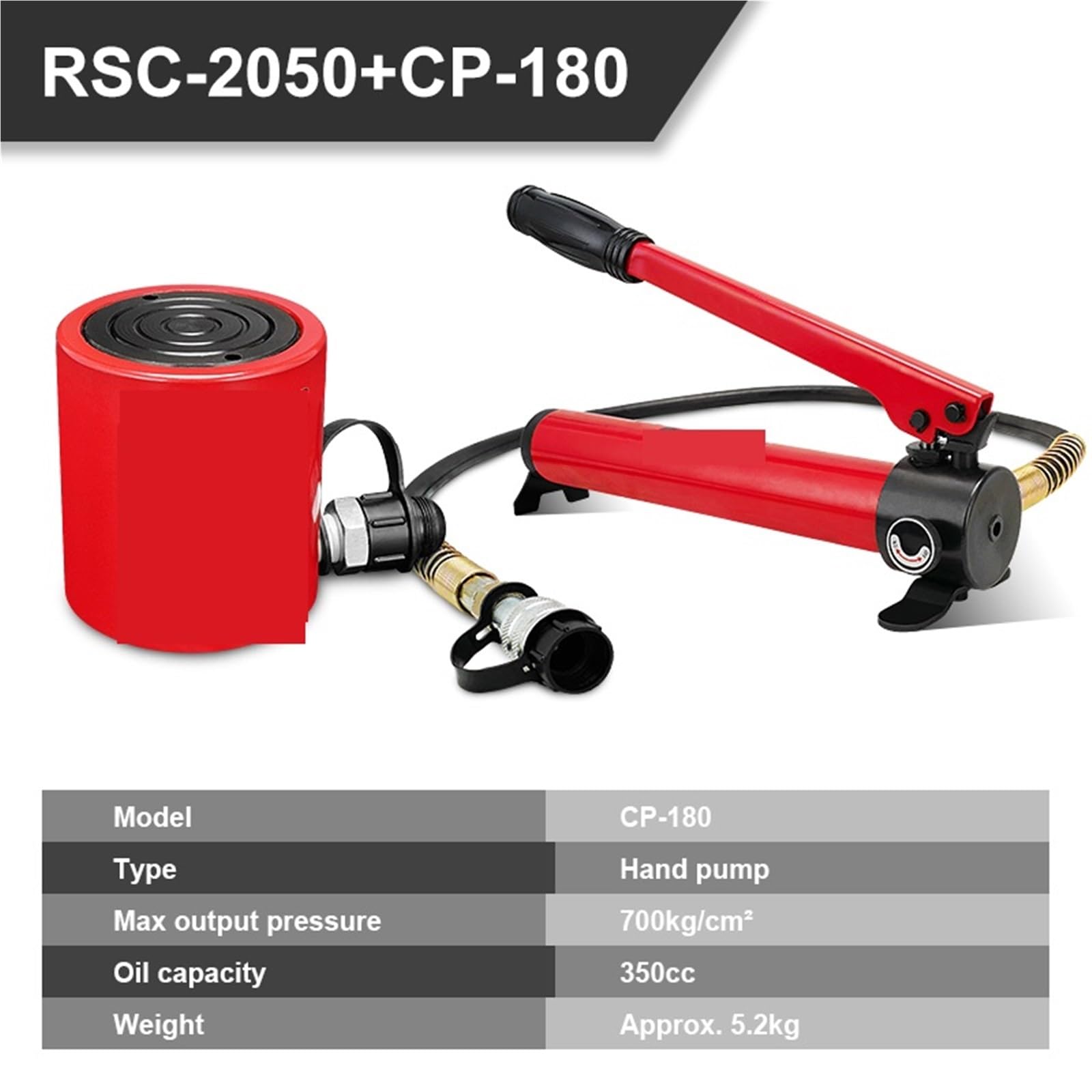 Martinetto Idraulico Cilindro idraulico corto da 20 tonnellate RSC-2050 Corsa del martinetto 50 mm Deve essere utilizzato con pompe idrauliche(RSC-2050 with CP-180)
