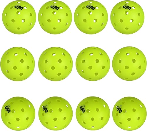 SB Bolas de pickleball - Paquete de 6 unidades, paquete de 12 unidades, bolas de pickleball Supra-40 agujeros para exteriores, fabricadas según el