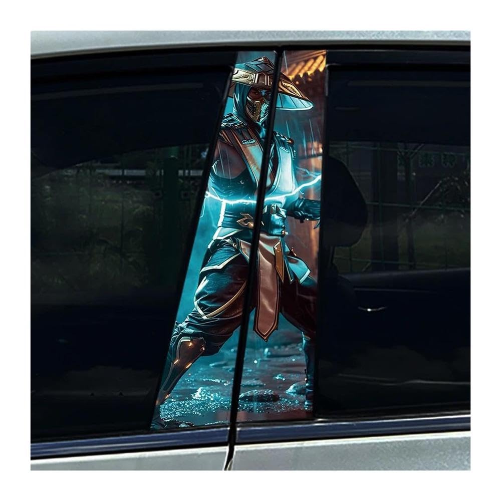 Body Parts 2PCS Car Center Pillar Sticker Lightning Raiden Thunderstruck B Pillar Protective Film Decoration(E)