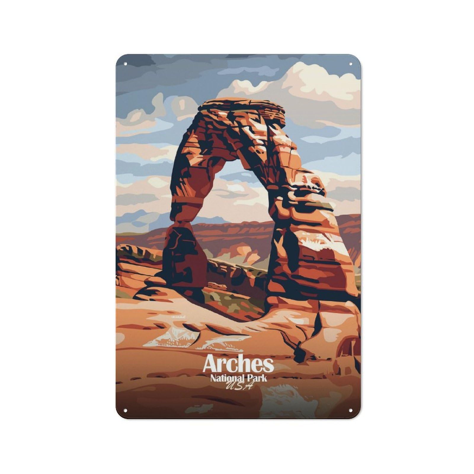 Junmoney Style-15 Tin Wall Plaque 30X20cm With Arches National Park Travel (2) For Workshop Wall, With Clear Retro Wall Decor Character