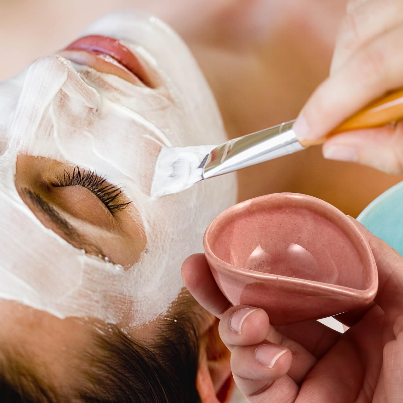 Healeved Piccolo piatto in ceramica da 8 cm, ciotola per miscelare oli essenziali, a forma di goccia, per spa, salone di bellezza e casa