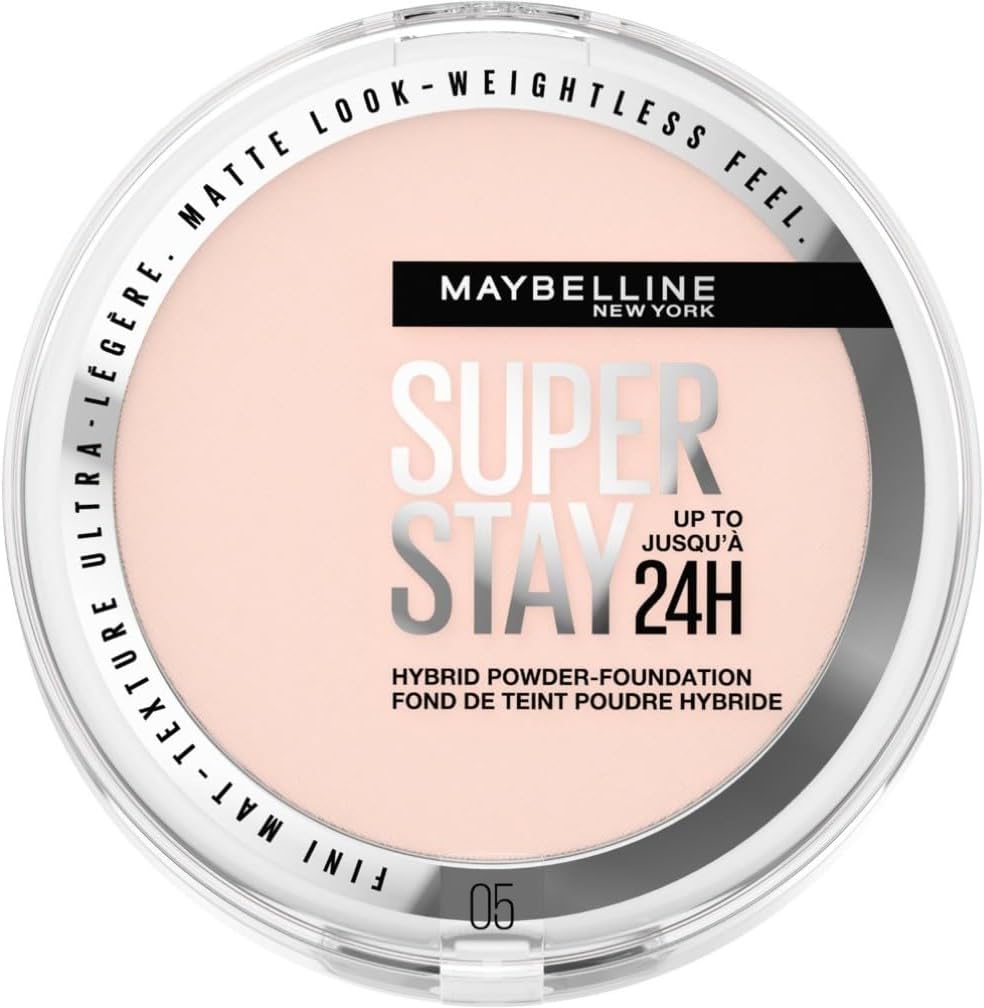 Powder Foundation, Long-lasting 24H Wear, Medium to Full Coverage, Transfer, Water & Sweat Resistant, SuperStay 24H Hybrid Powder Foundation, 05