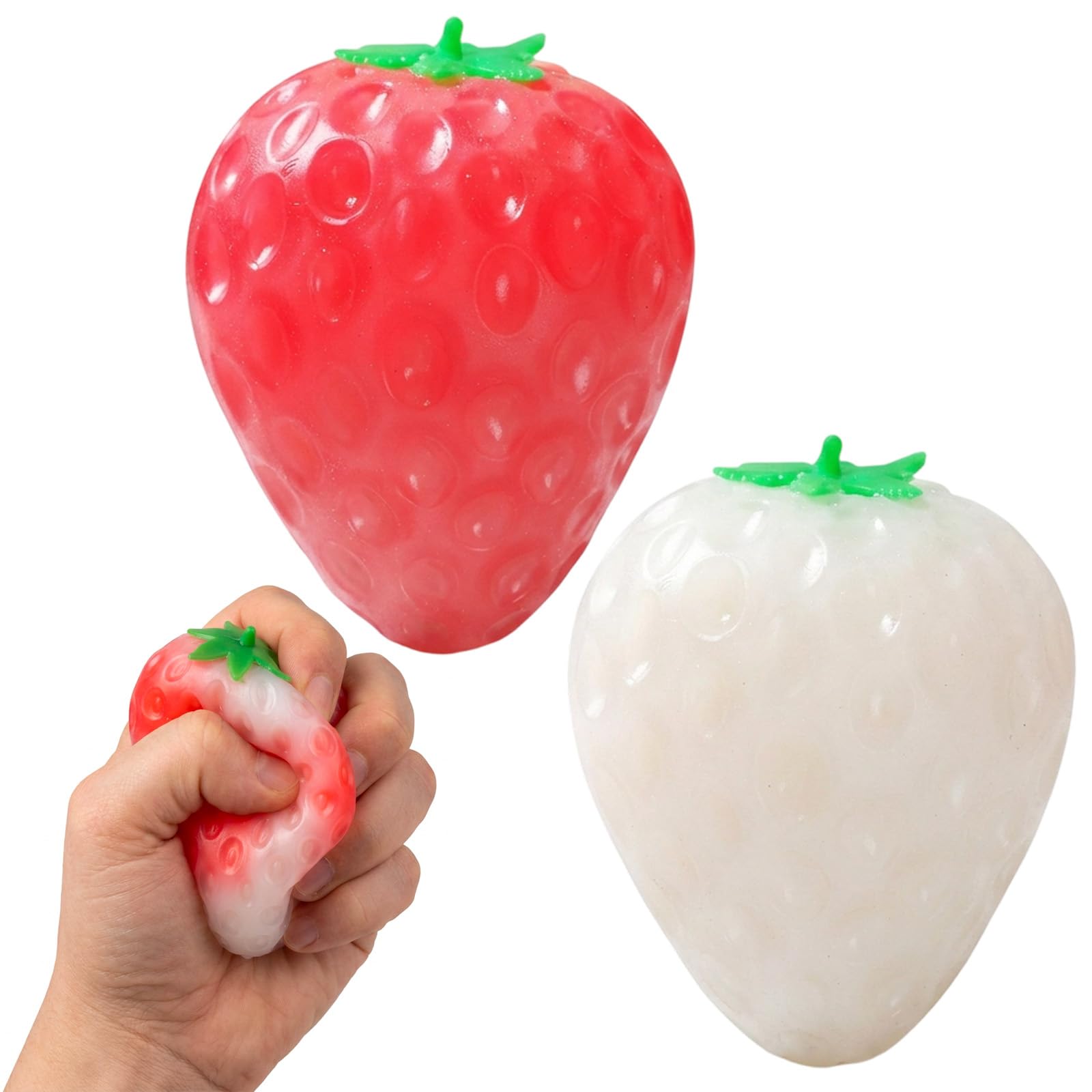 Strawberry Squishy,2 Pcs Color Changing Strawberry Sensory Toys for Office Desk Use and Travel Companion, Jumbo Strawberry Squishy for Focus Assistance and Anxiety Management