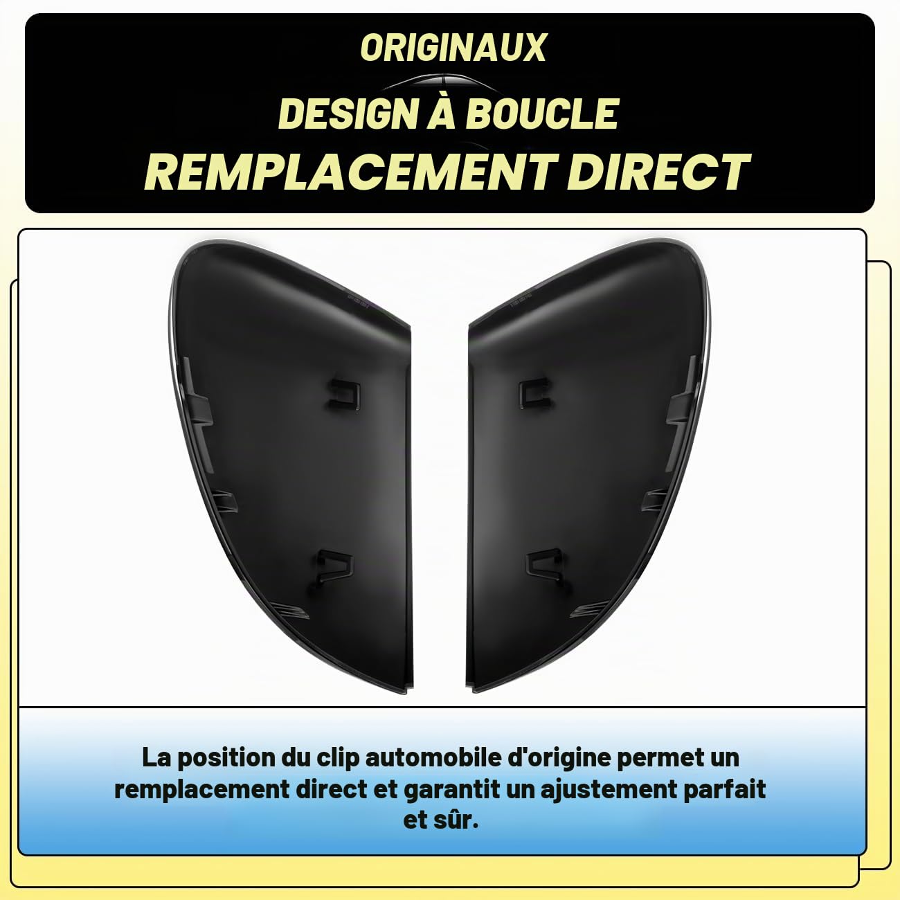 GEARMONSTER Coques de rétroviseurs, boîtiers de rétroviseurs, couvercles de rétroviseurs de rechange compatibles avec le couvercle de rétroviseur latéral pour VW Golf 8 MK8 2019-2021, Noir brillant