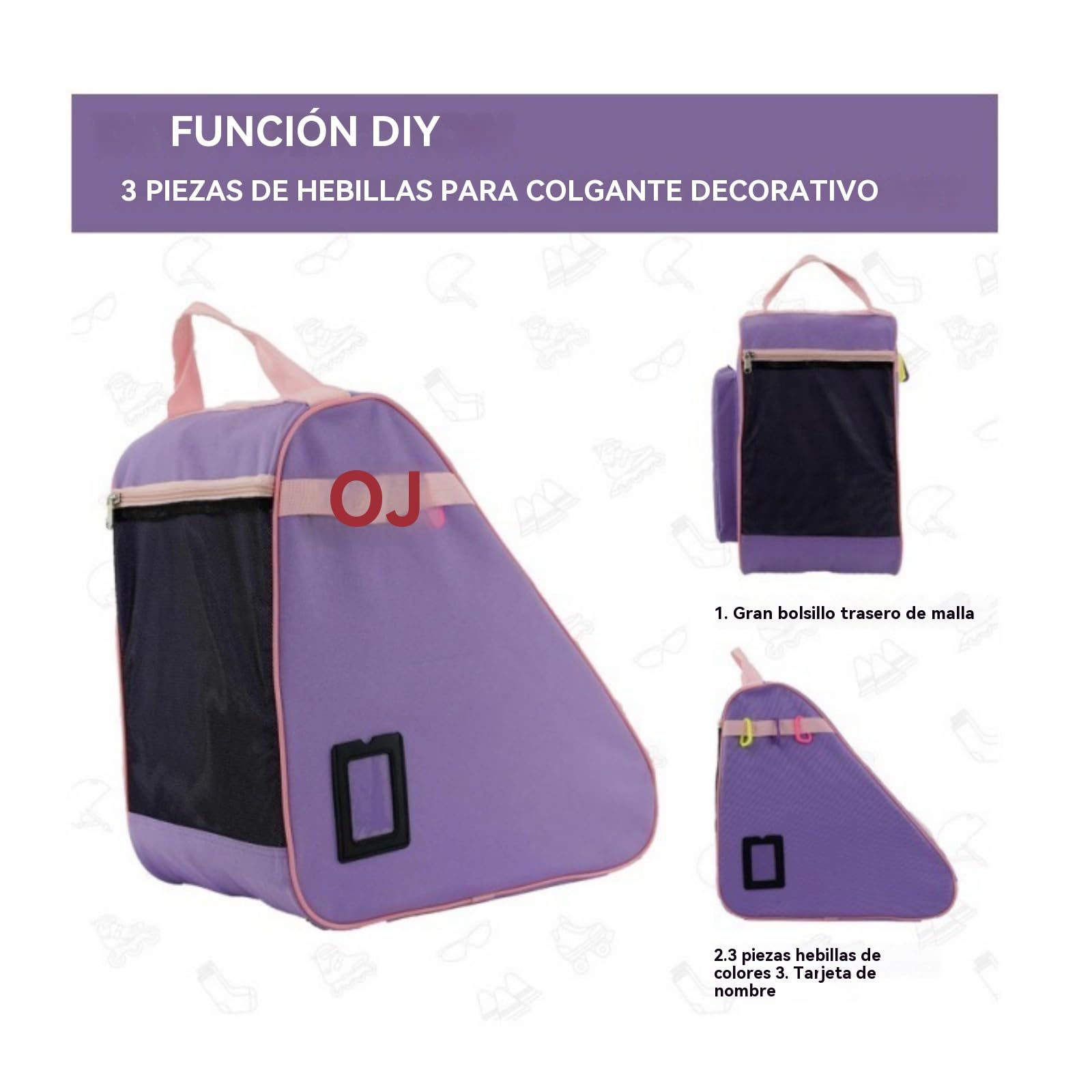 Bolsa para Patines con Correa Ajustable, Mochila para Patines de Hielo, Porta Patines de Ruedas