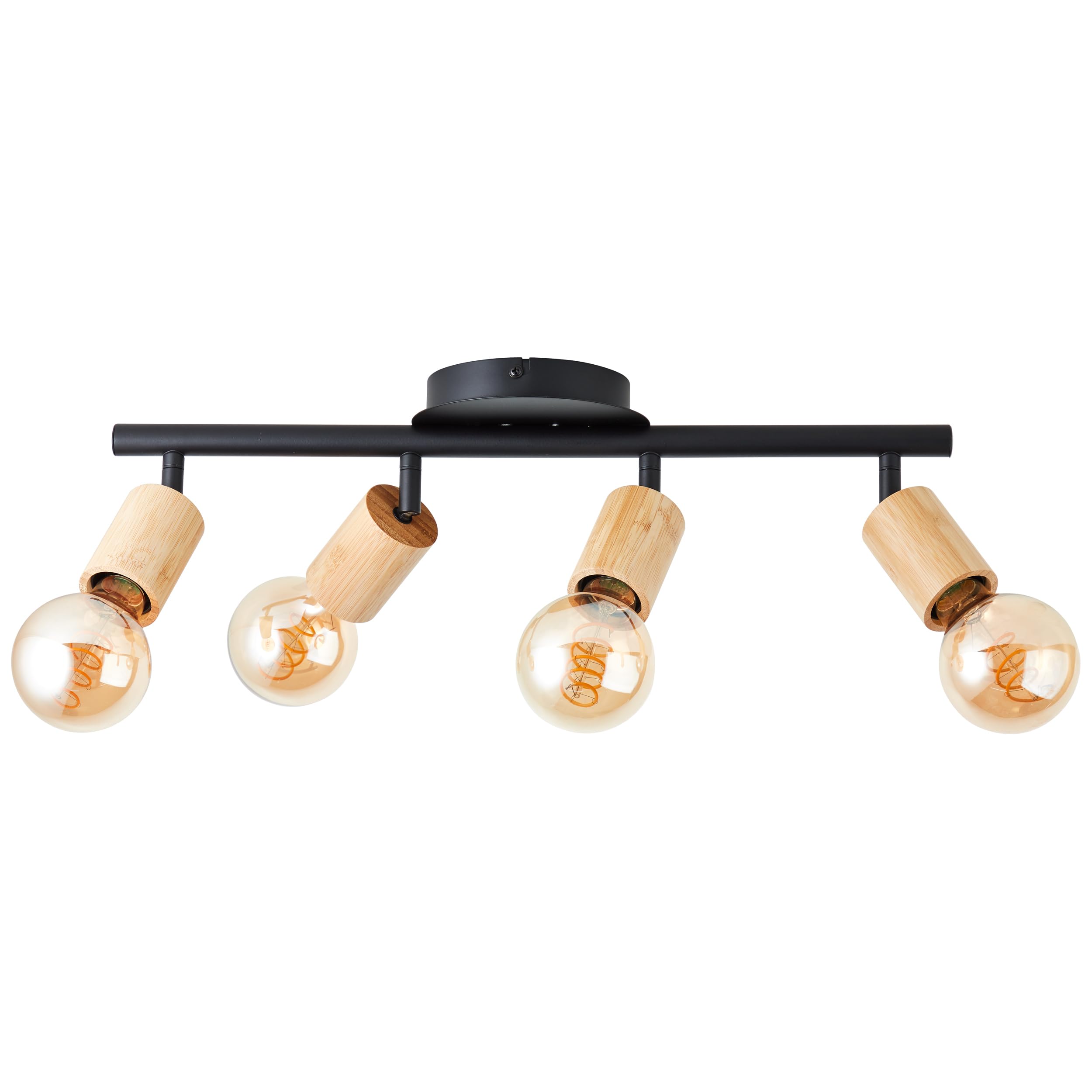 Brilliant Tiffany - Lámpara de tubo de 4 focos, color negro mate/marrón natural, 4 x A60, E27, 28 W