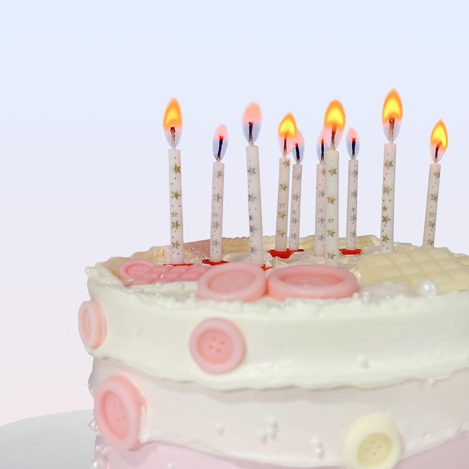 Birthday Candles, Cake Candles, Party Candles with Colored Flames (10pcs per Box