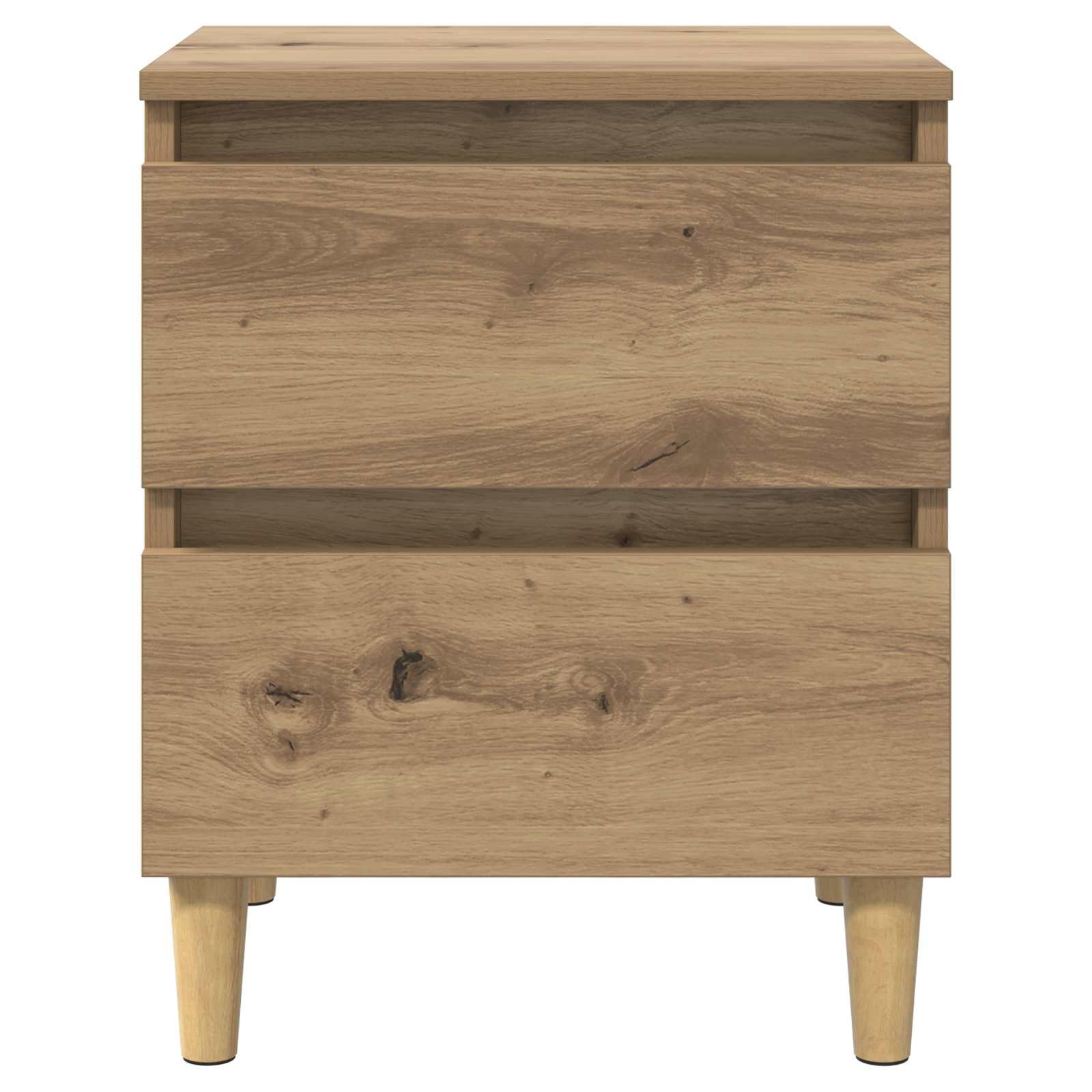Mesita de noche con diseño escandinavo en color blanco con patas de madera de pino. Mesita de noche resistente con dos cajones para mucho espacio de almacenamiento, mesita de noche con patas